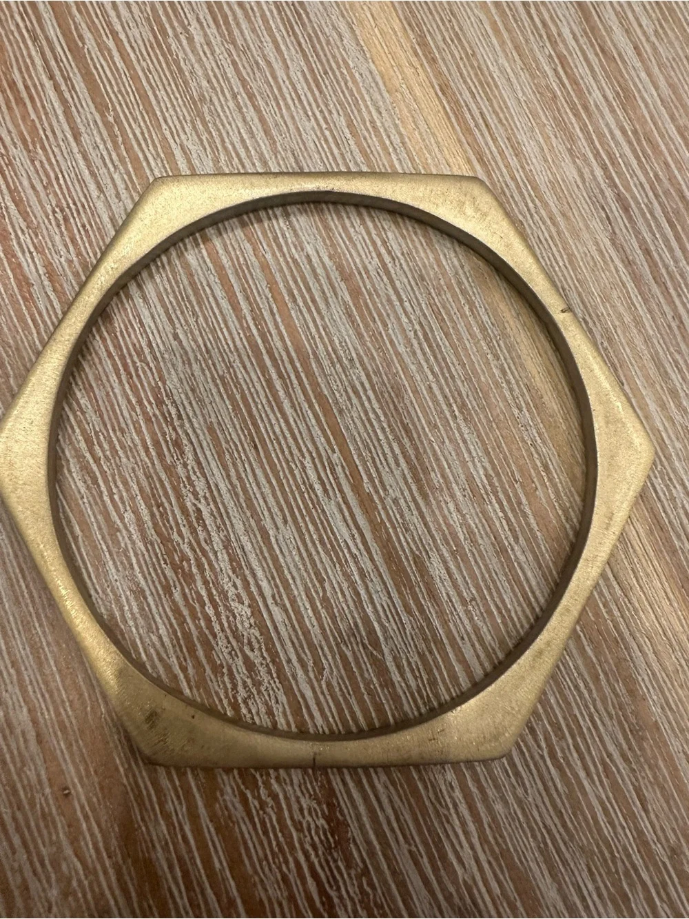 Set of 3 Brass Geometric Bangle Bracelets